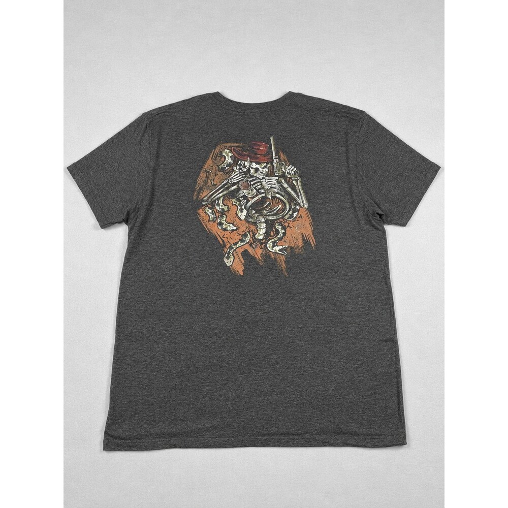 Cody James Mens XL Skeleton Cowboy Gunslinger Graphic T Shirt Western Gray